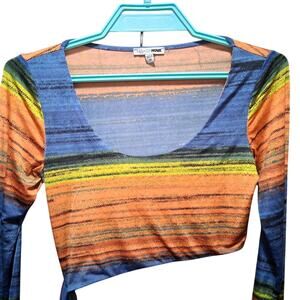 Fashion Nova Multicolor Long Sleeve Crop Top – Size M